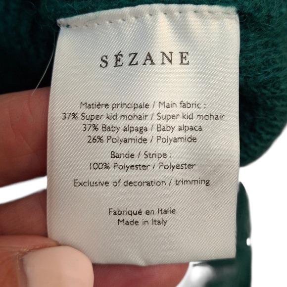 La Maille SEZANE Green Super Kid Mohair Alpaca Button Back Sweater Top M - Picture 6 of 7